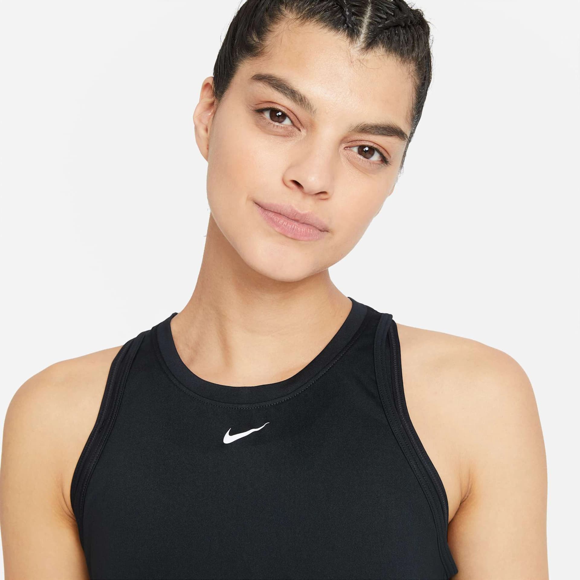 Regata Nike Dri-FIT One, cor preto, detalhe da gola