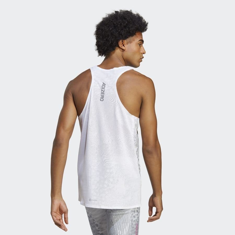 Regata Adidas Adizero Singlet, cor branco, vista traseira