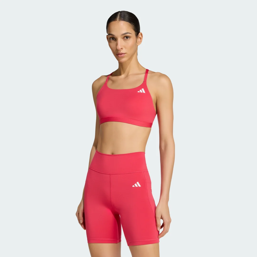 Top Esportivo Optime Essentials Workout Light Support Mulher adidas · Rosa