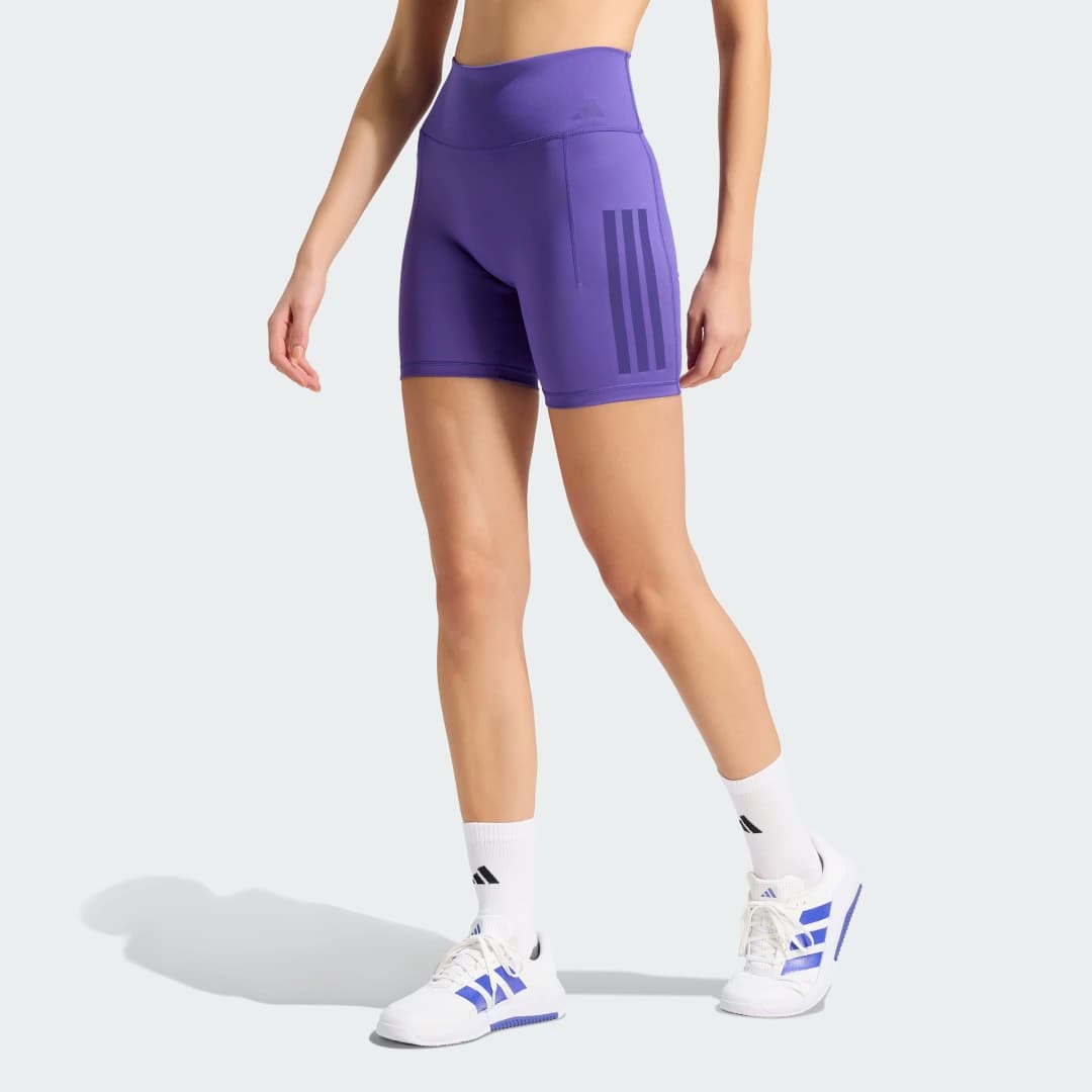 Shorts Legging Optime Workout Três Listras Mulher adidas · Roxo