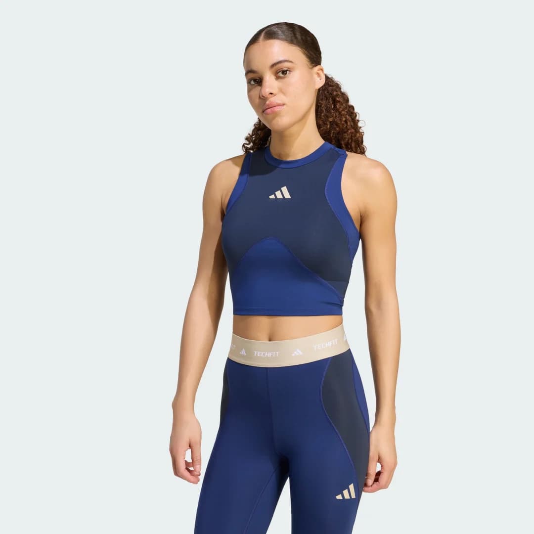 Regata Techfit Workout Color Block Mulher adidas · Azul