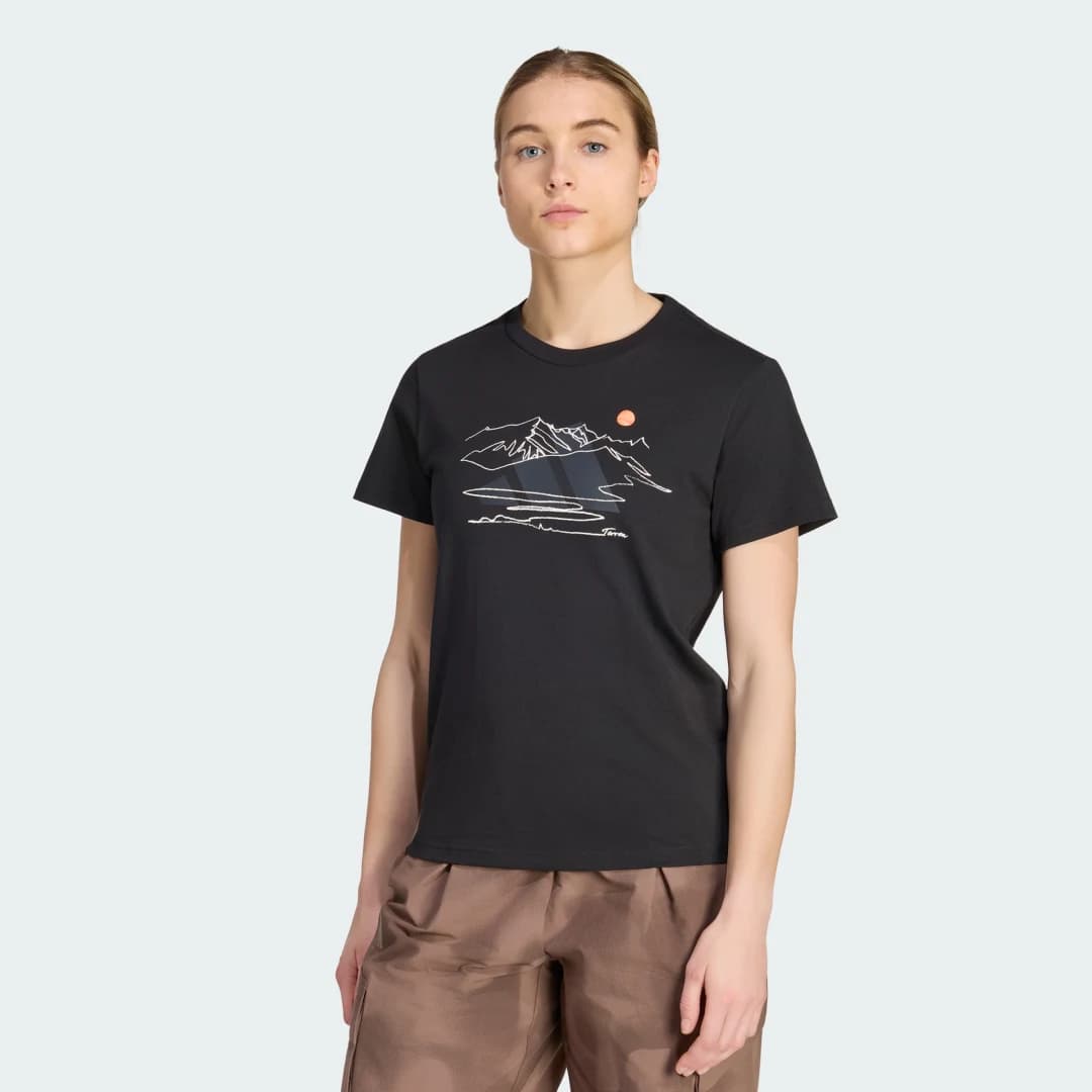 Camiseta Estampada Terrex Nature Awaits Mulher adidas · Preto