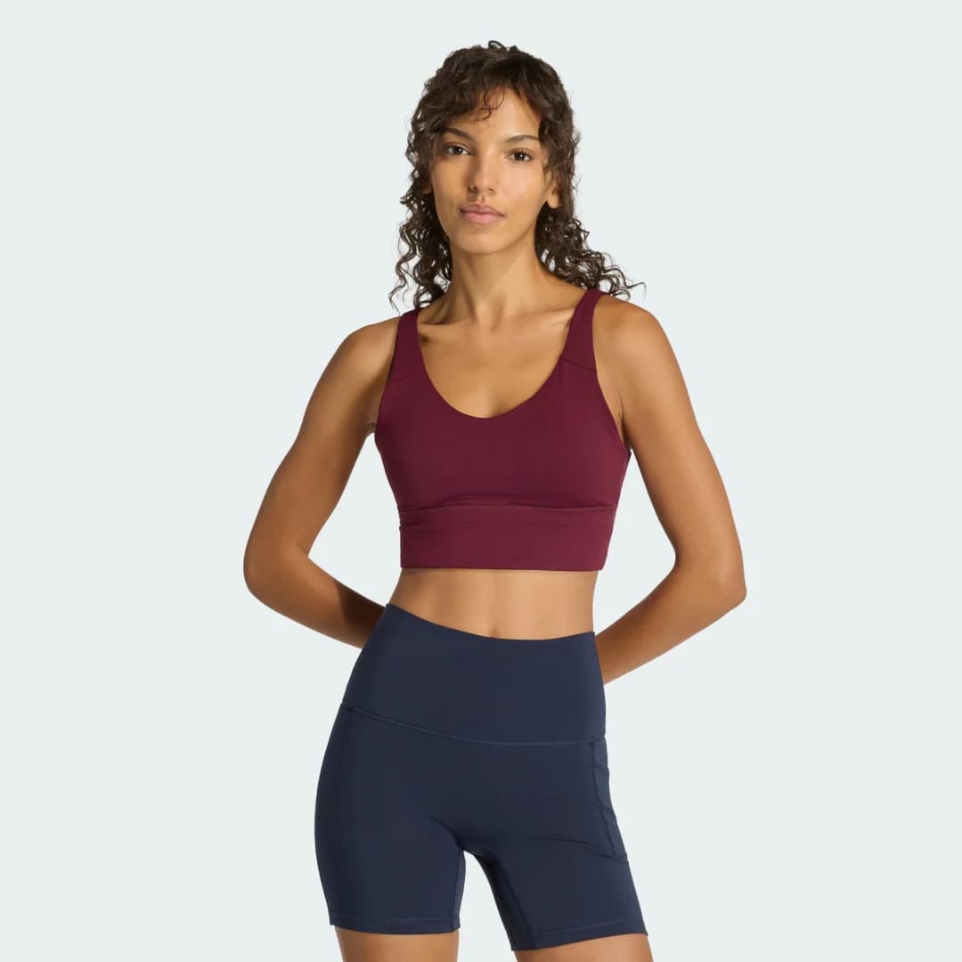 Top Esportivo Suporte Leve Três Listras Studio All Me Mulher adidas · Borgonha