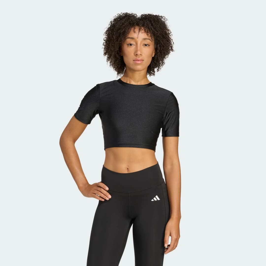 Camiseta Brilhante Workout Essentials Mulher adidas · Preto