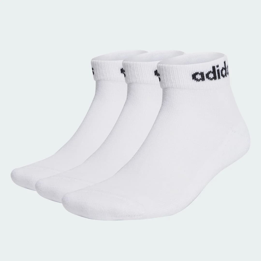 Meias Linear Ankle Cushioned 3 Pares Unisex adidas · Branco