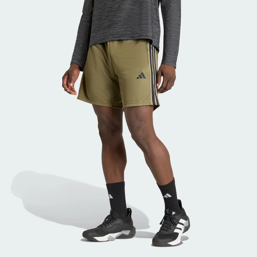 Shorts de Treino em Malha Essentials All-set 3 Listras Homem adidas · Verde