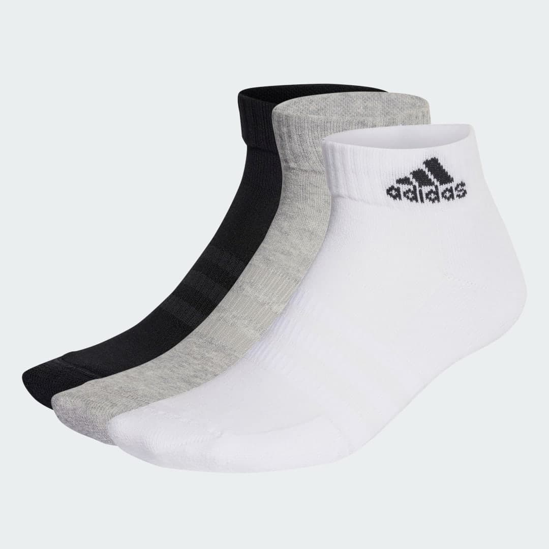 Meias Amortecidas Sportswear Ankle Cushioned 3 Pares Unisex adidas · Cinza