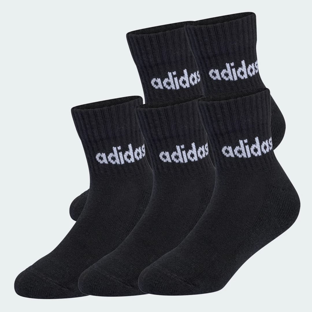 Meias Ankle Linear 5 Pares Infantis Kids adidas · Preto