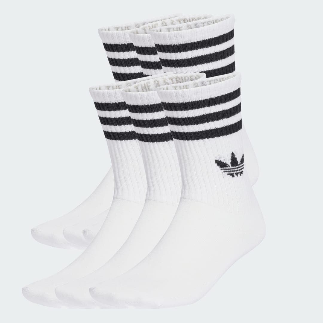 Meias Três Listras Crew 6 Pares Unisex adidas · Branco