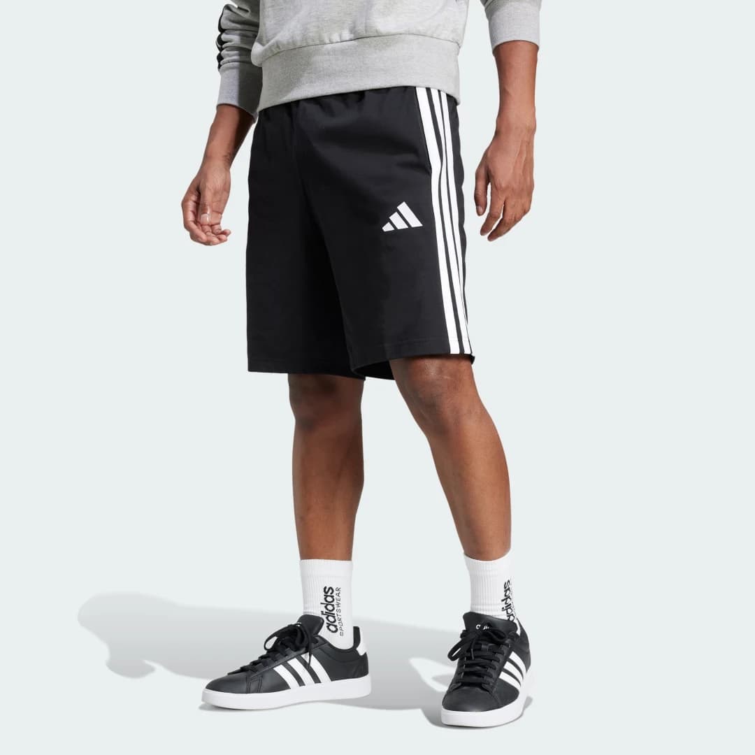 Shorts Malha Simples Essential Três Listras 10-inch Homem adidas · Preto