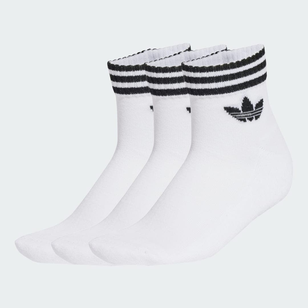 Meias Três Listras Ankle 3 Pares Unisex adidas · Branco