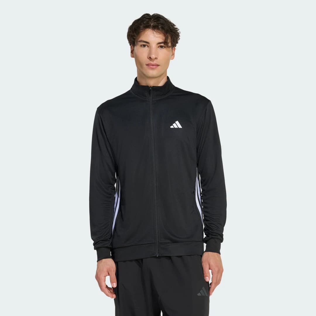 Jaqueta Tricot Workout Essentials All-set Três Listras Homem adidas · Preto