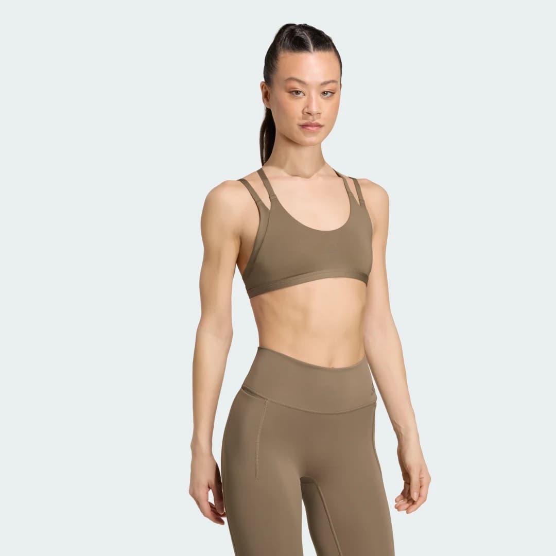 Top de Suporte Leve com Alças Finas Optime Workout Mulher adidas · Bege