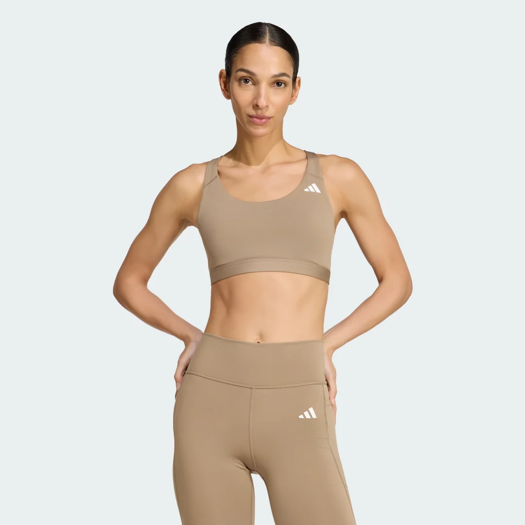 Top Esportivo Suporte Médio Optime Essentials Workout Mulher adidas · Bege