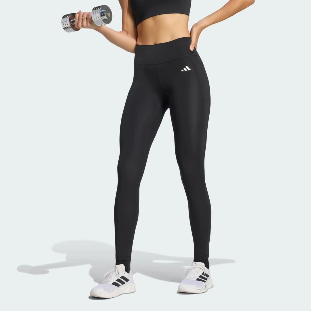 Calça Legging Longa Optimé Essentials Stash Pocket Mulher adidas · Preto
