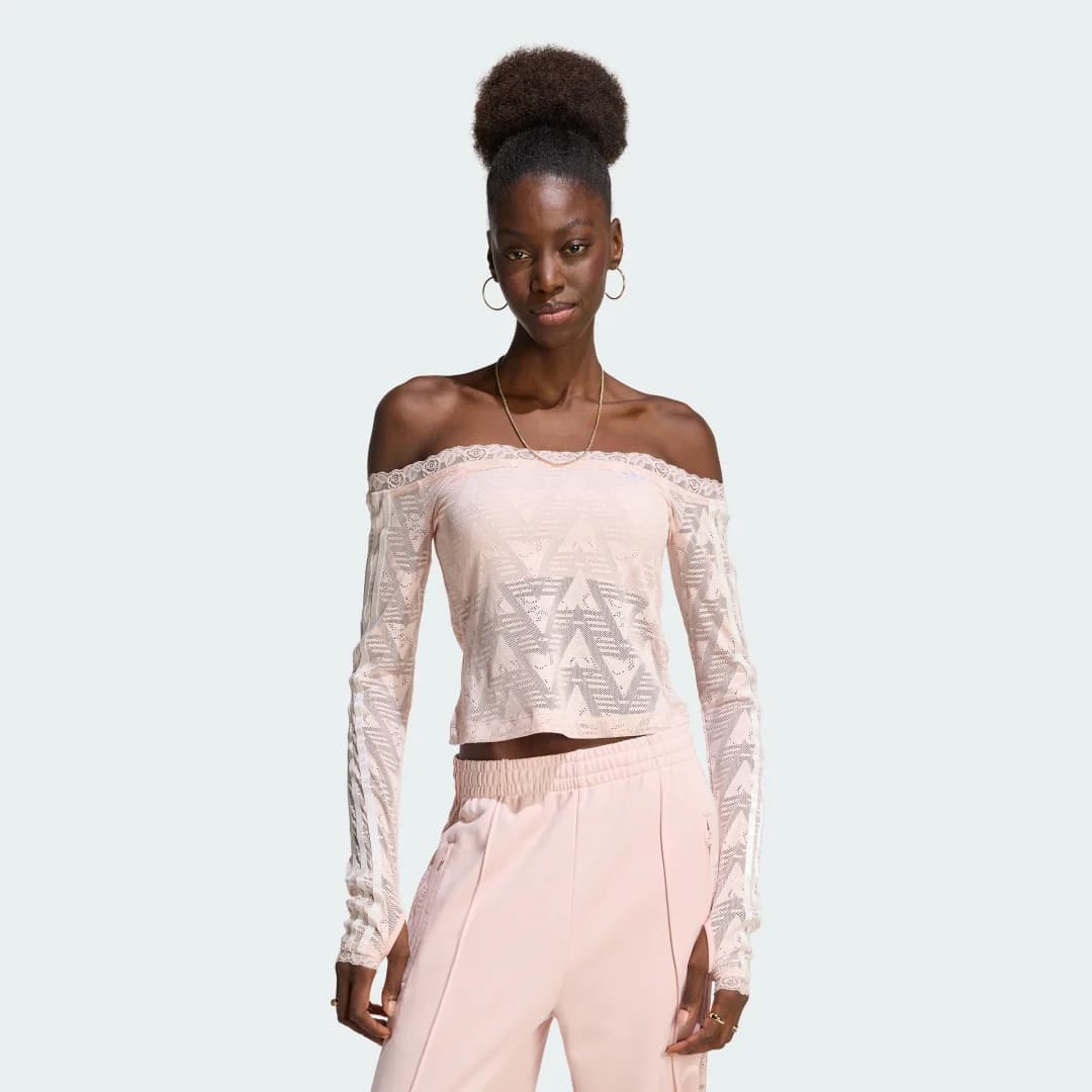 Blusa Lace Bardot Mulher adidas · Rosa