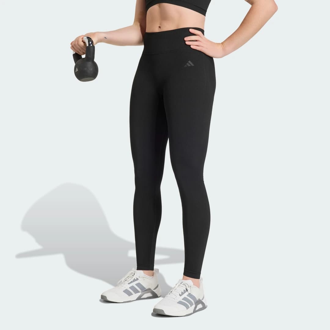 Calça Legging de Malha Essentials Scrunch 7/8 Mulher adidas · Preto