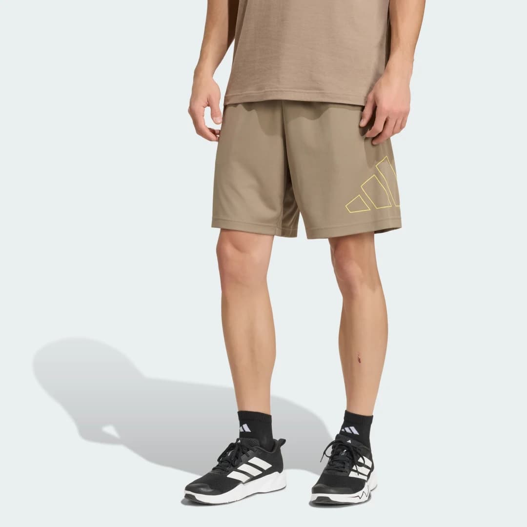 Shorts Piquet Logotipo Grande Workout Essentials Base Homem adidas · Bege