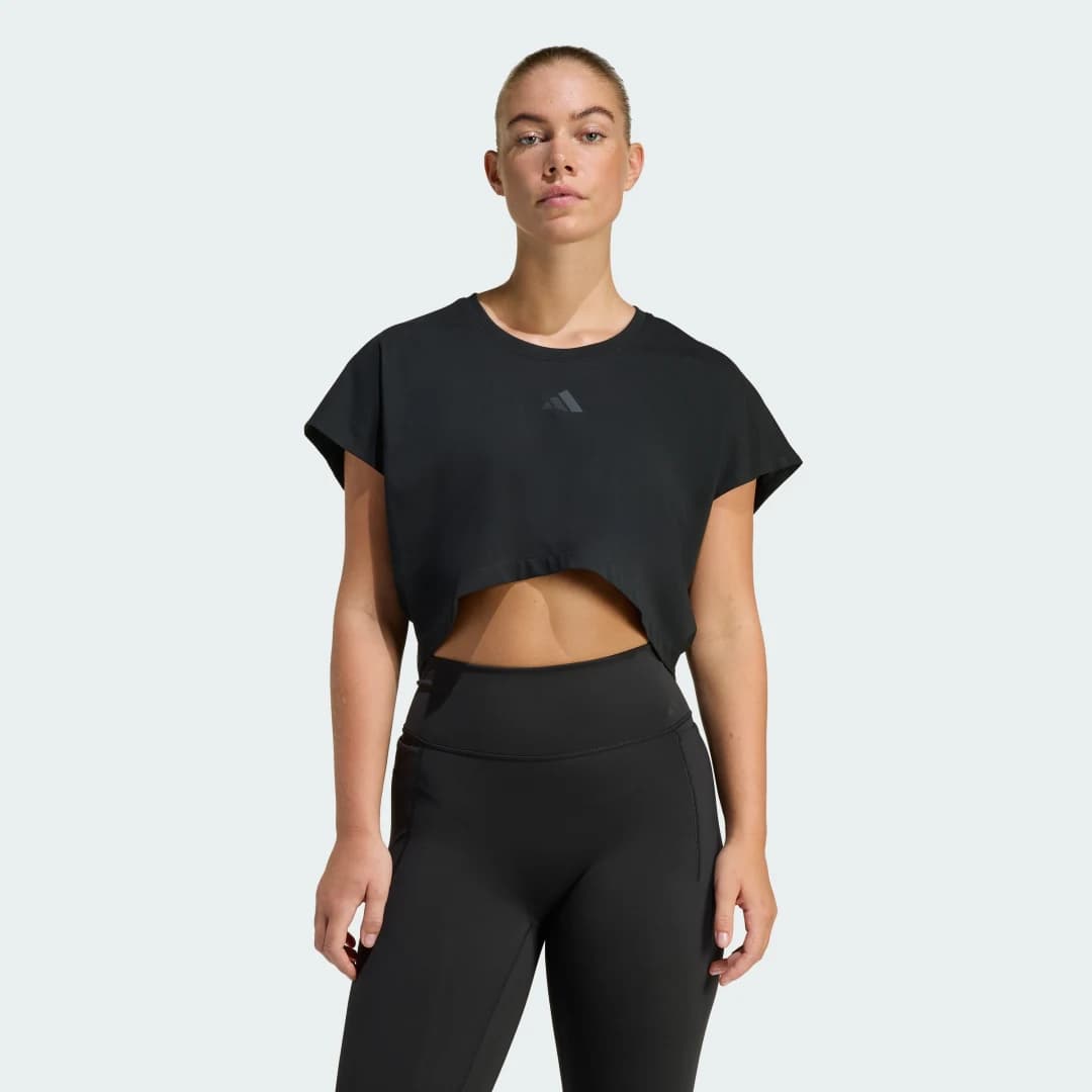 Regata Boxy Cropped Primelift Workout Três Listras Mulher adidas · Preto
