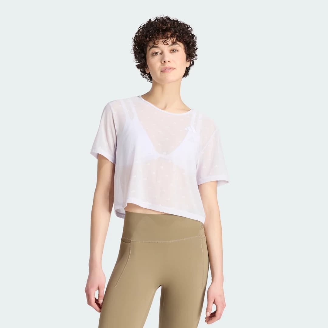Camiseta de Malha Elástica Primelift Essentials Workout Boxy Mulher adidas · Roxo