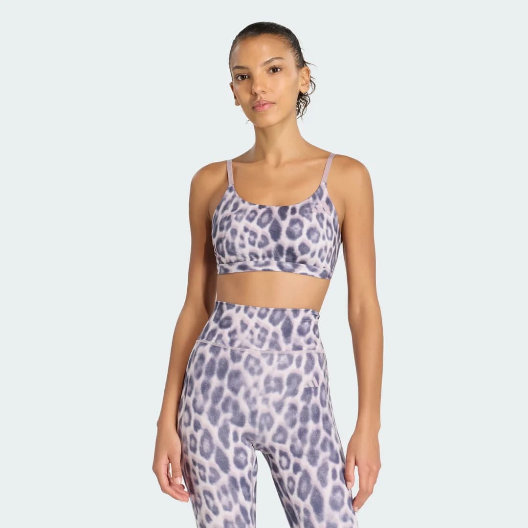 Top Esportivo de Treino Optime Essentials Leopard de Suporte Leve Mulher adidas · Roxo