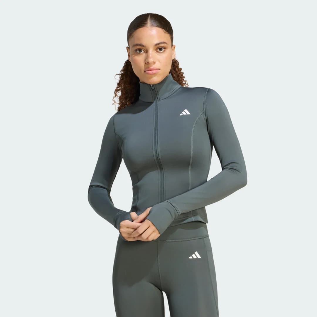 Jaqueta Zíper Optime Essentials Mulher adidas · Cinza